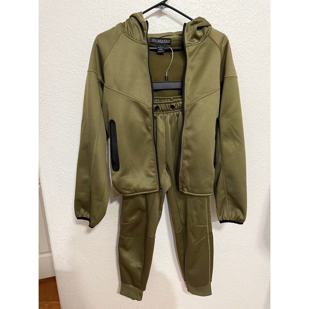 Silversilk Kids Tracksuit Set Size L 10yrs Olive Green Hoodie Jogger Pants